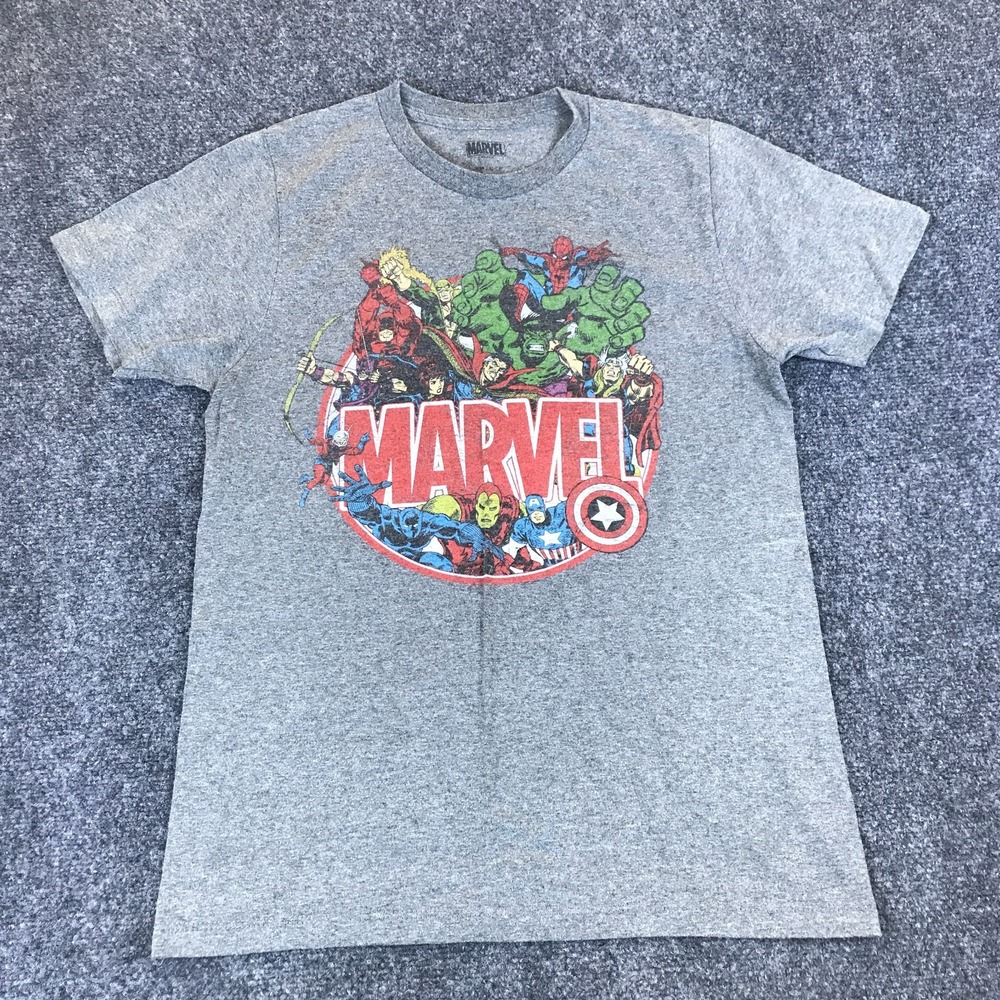 Vintage Marvel Comics Avengers T-Shirt Mens Small Heather Gray Graphic Cotton